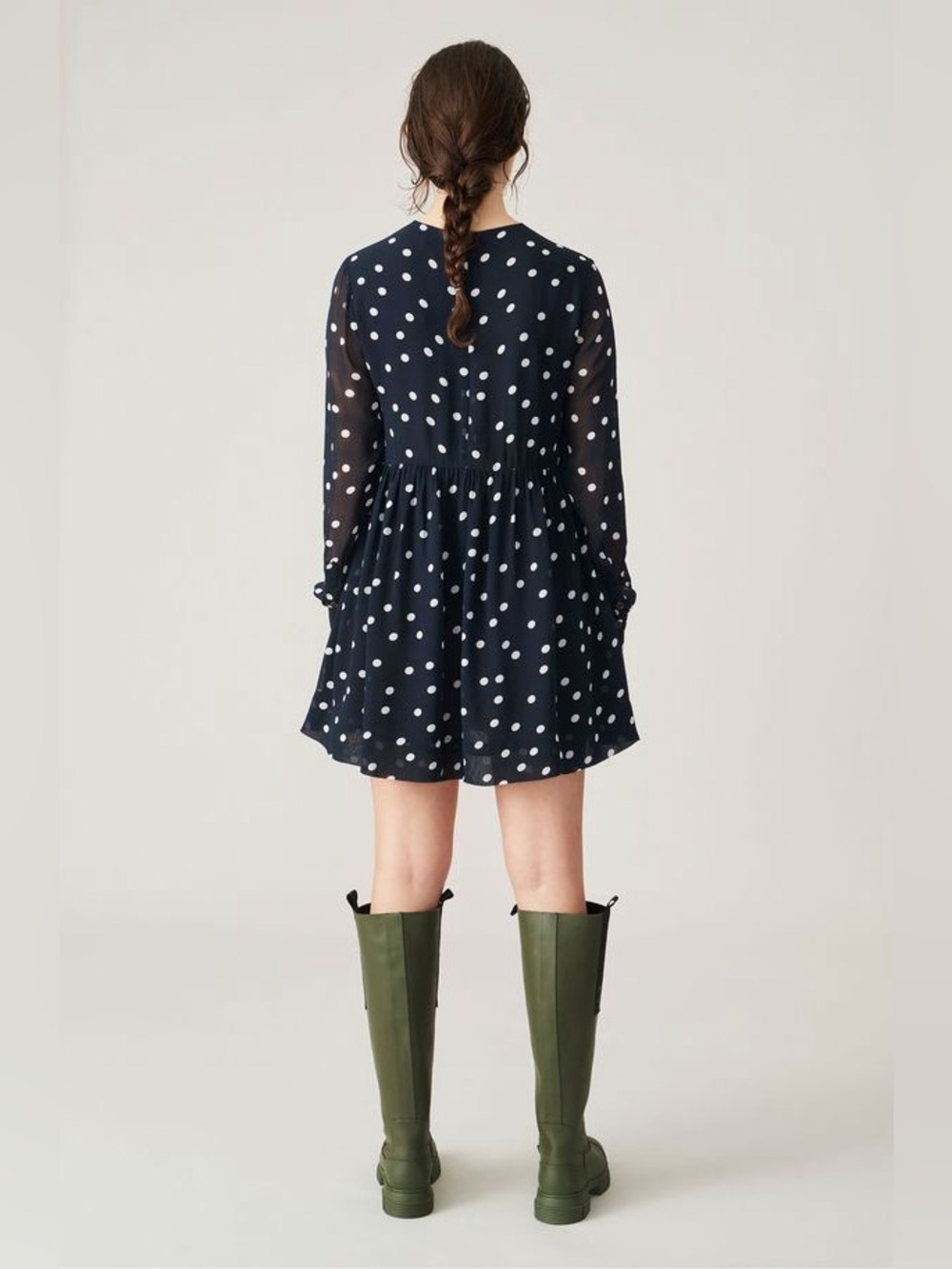 Ganni Georgette Polka Dot Mini Dress - Picture 2 of 9